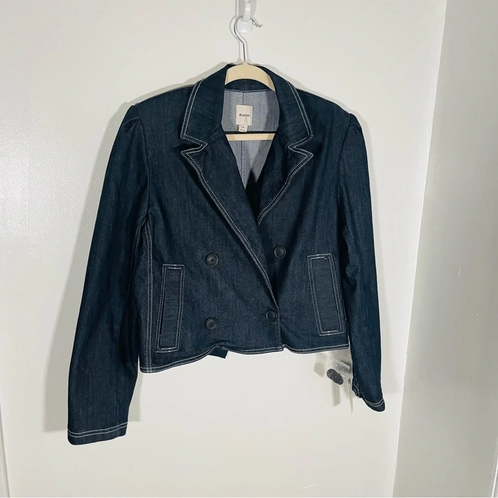 NWT Anthropologie Maeve Boxy Rinsed Denim Blazer
